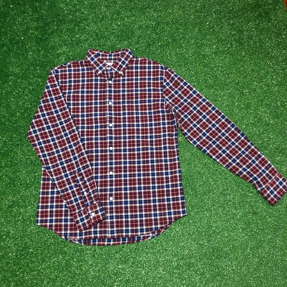 Men’s - Blue & Red, Plaid Button-down - Old Navy